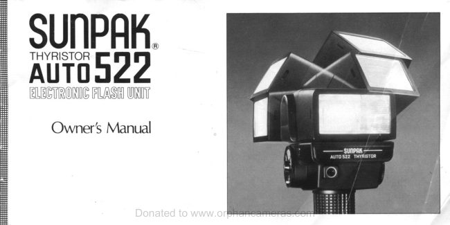Sunpak Auto 522 manual cover