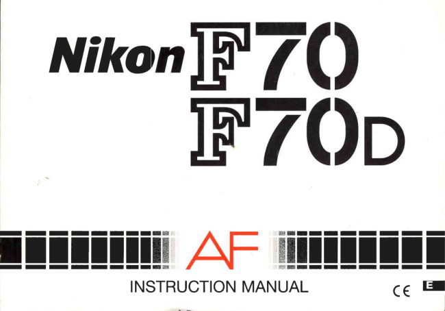Nikon F70 / F70D manual cover