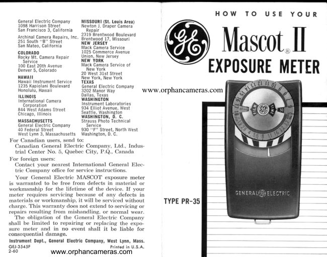 GE Mascot II manual cover