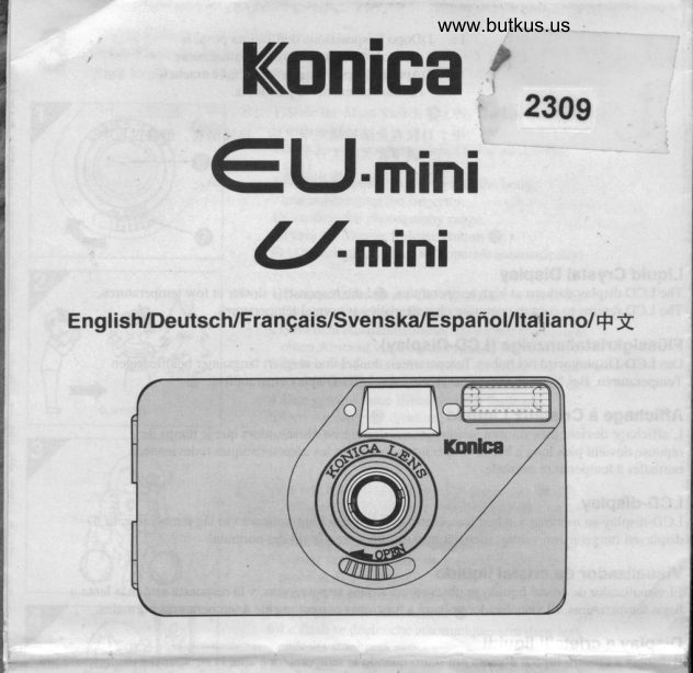 Konica Eu Mini U Mini manual cover
