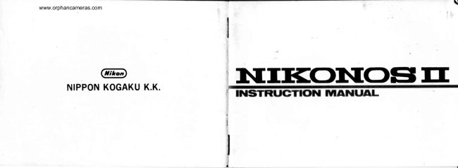 Nikonos II - 2 page B&W manual cover