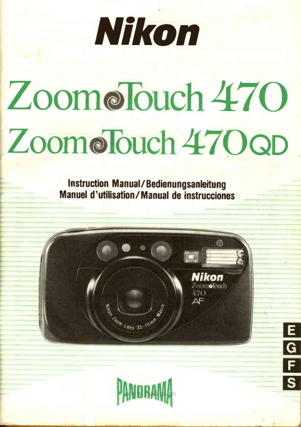 Nikon Zoom Touch 470 manual cover