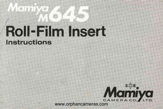 Mamiya M645 Roll Film Insert manual cover