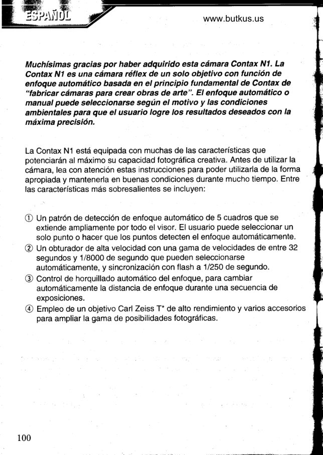 Contax N1 manual cover