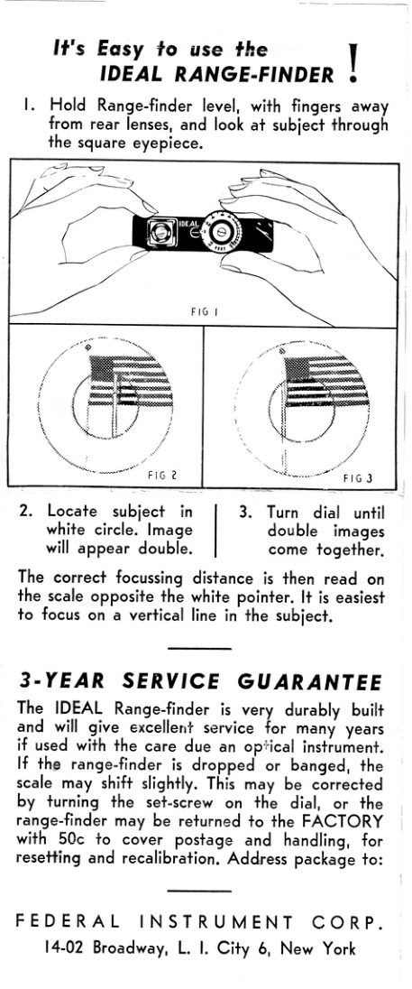 Federal Instrument - Ideal Rangefinder manual cover