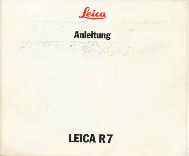 Leica R7 Anleitung manual cover