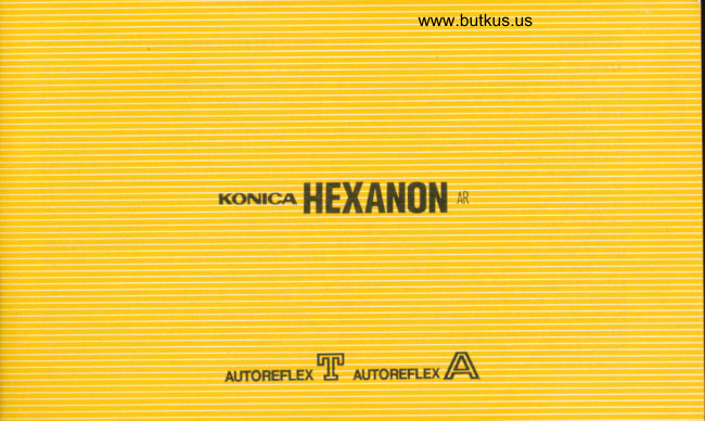 Konica Autoreflex A lenses manual cover