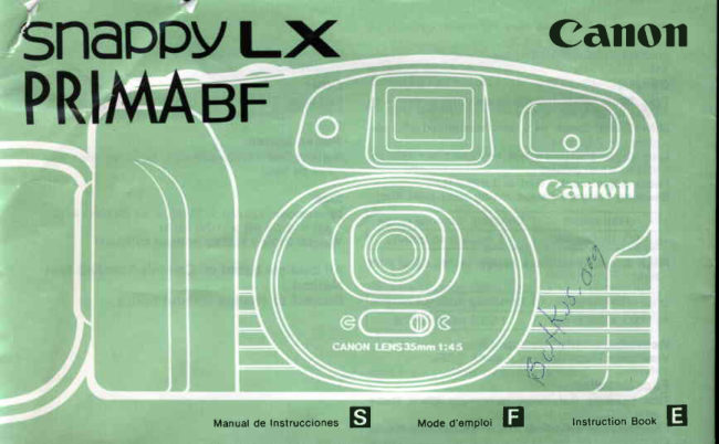 Canon LX PRIMA BF manual cover