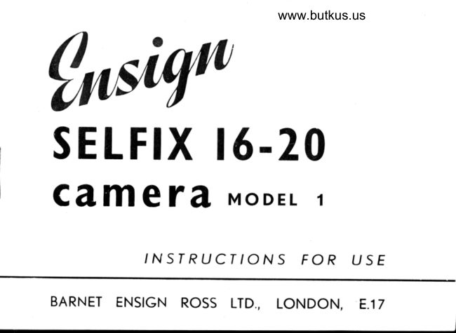 ENSIGN SELFIX 16-20 MODEL I manual cover