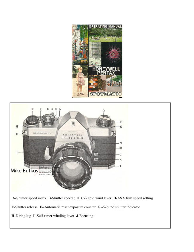 Pentax SPOTMATIC manual cover