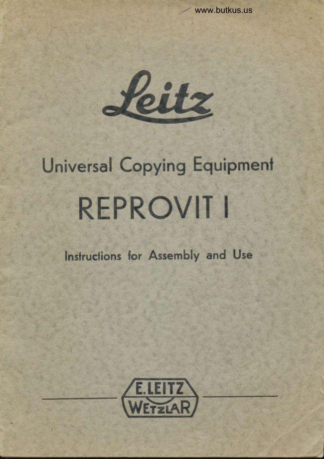 Leica Leitz Reprovit I manual cover