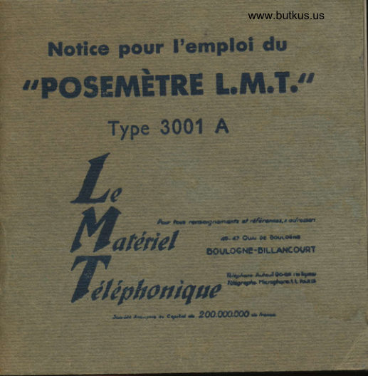 Posemetre L.M.T manual cover