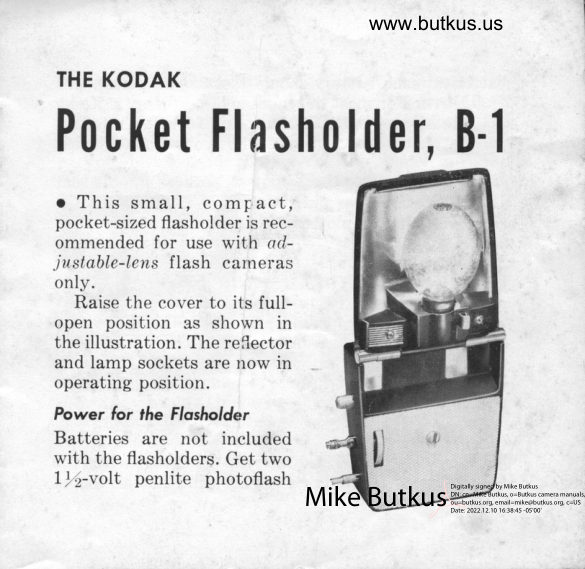 Kodak Flasholder B-1 manual cover