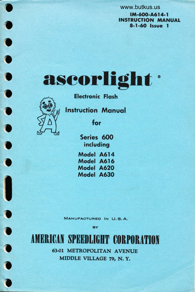 Ascorlight Series 600 manual cover