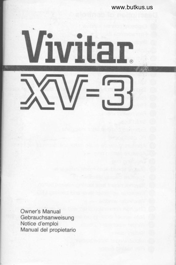 Vivitar XV 3 manual cover