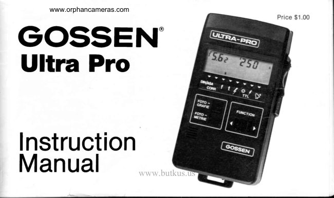Gossen Ultra Pro manual cover