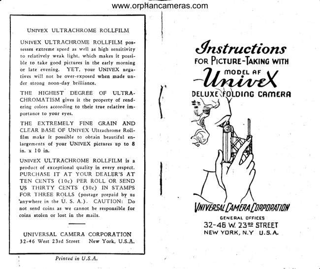 Universal Univex Model AF Deluxe manual cover