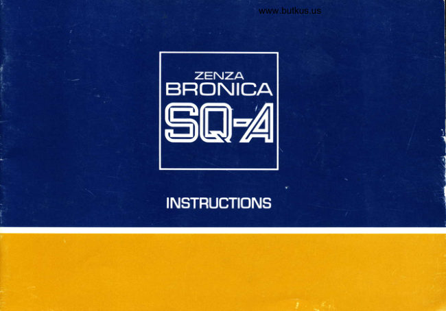 Zenza Bronica SQ-A manual cover
