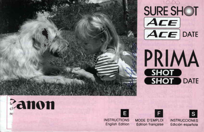 Canon Sure Shot Ace / PRIMA Shot manual cover