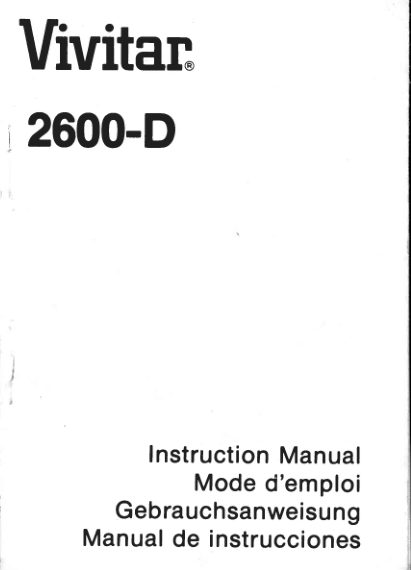 Vivitar 2600 - D manual cover