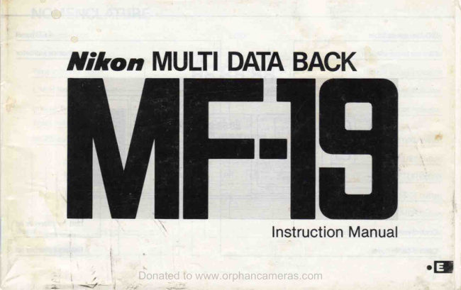 Nikon MF-19 manual cover