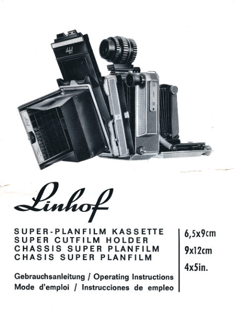 Linhof 4x5 cut film holder manual cover