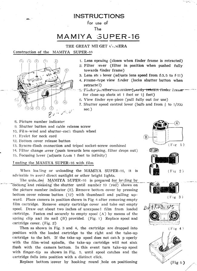 Mamiya Super 16 manual cover
