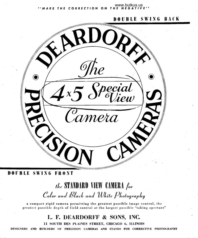 DEARDORFF 4x5 Special View specifications manual cover