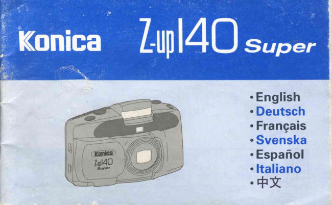 Konica Z Up 140 manual cover