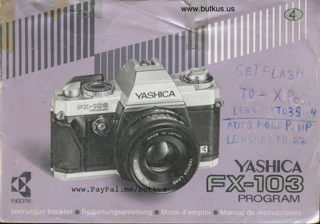Yashica Fx 103 manual cover