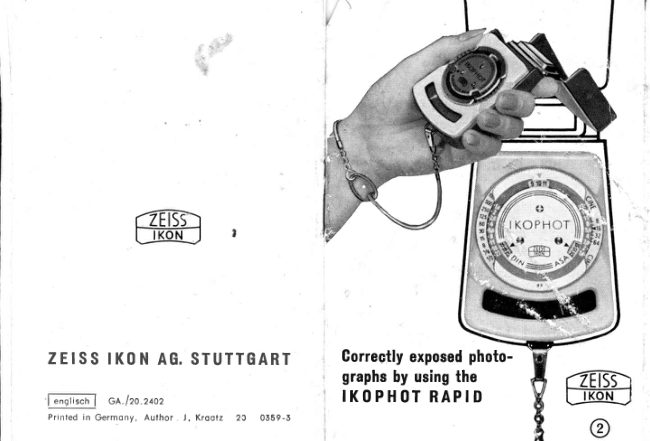 Zeiss Ikon IKOPHOT RAPID manual cover