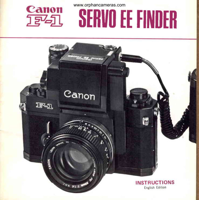 Canon F-1 servo ee finder manual cover