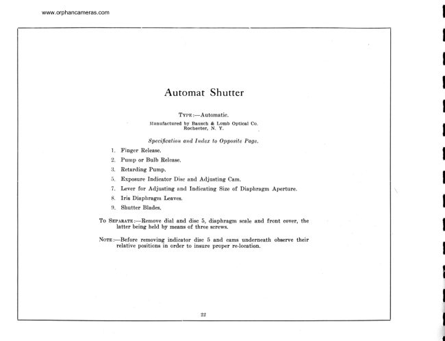 Photographic Inter-Lens Shutters — part 2 manual cover