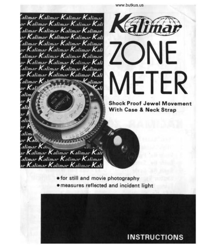 Kalimar Zone Meter manual cover