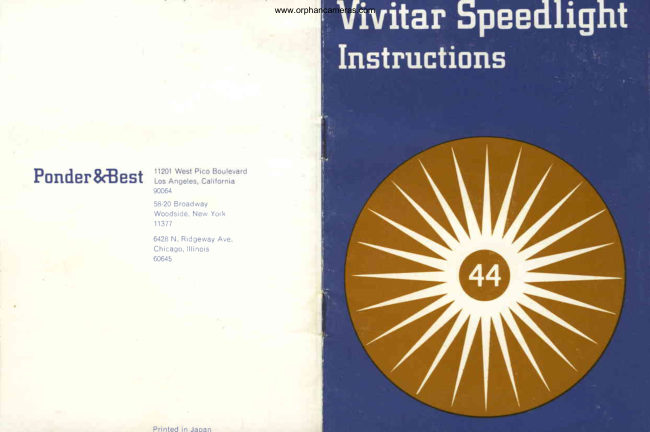 Vivitar Speedlight Small flash manual cover