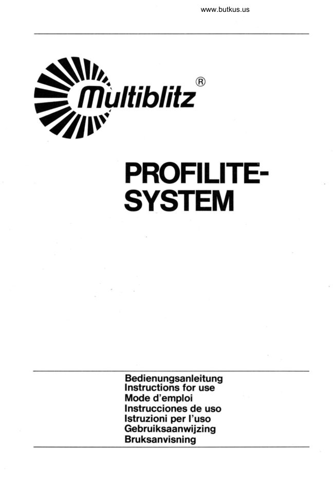 Multiblitz Profilite System manual cover