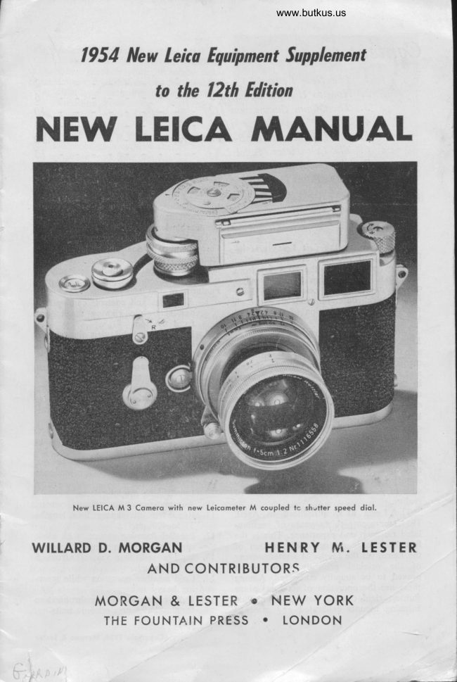 New Leica 1954 manual cover