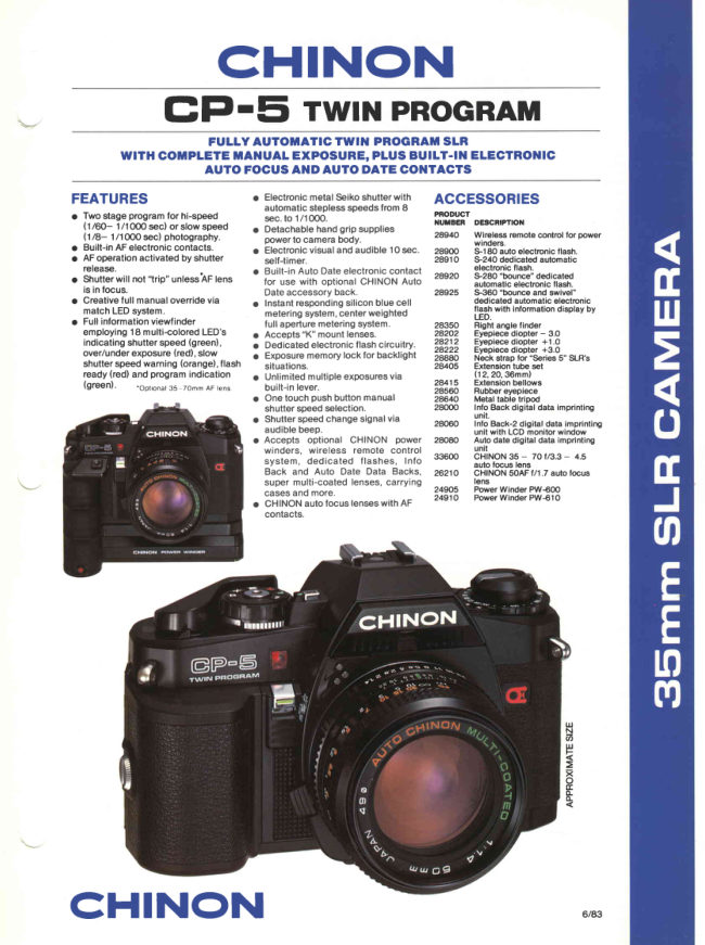 Chinon CP-5 Twin Program manual cover
