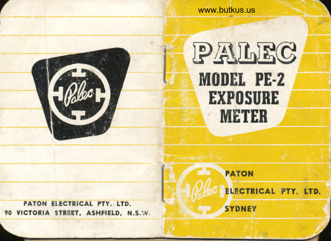 PALEC Model PE-2 meter manual cover