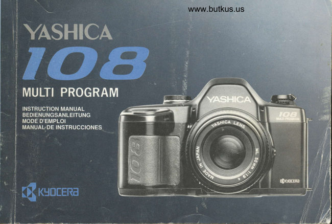 pages Yashica 108 multi program manual cover