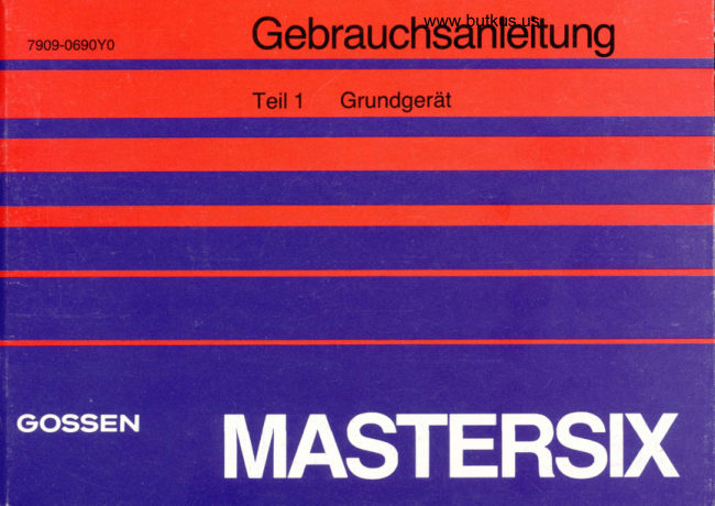Gossen Mastersix Gebrauchsanleitung Teil 1 manual cover