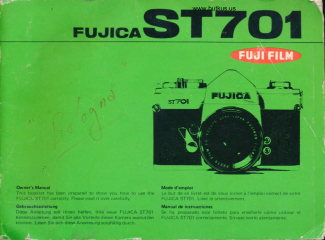 Fujica ST701 manual cover