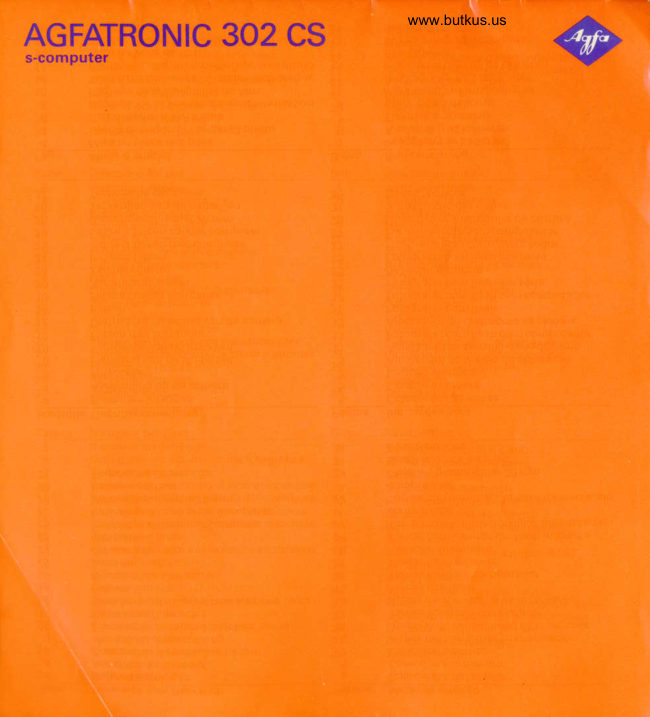 Agfa Agfatronic 302CS manual cover