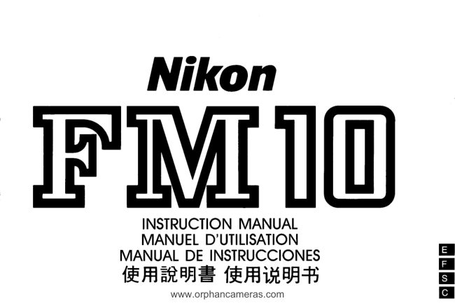 Nikon FM10 manual cover