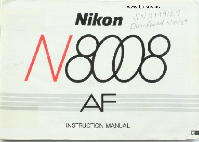 Nikon N8008 manual cover