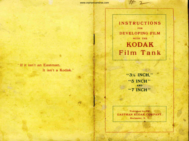 Kodak Film Tank Developing Instructions manual cover