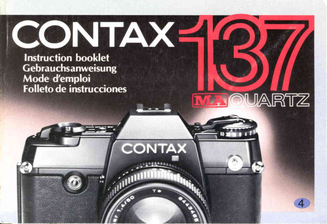 Contax 137 MA Quartz manual cover