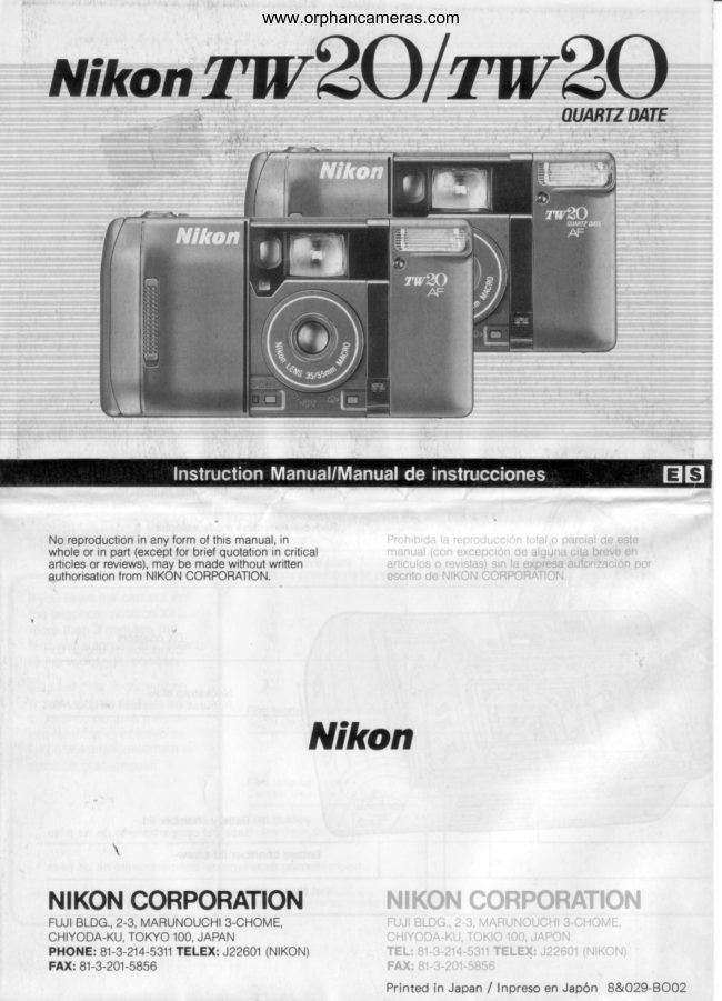 Nikon TW20 manual cover
