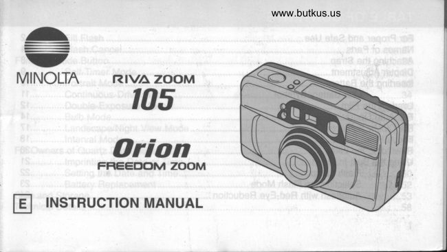 Minolta RIVA Zoom 105Minolta Orion Freedom Zoom manual cover