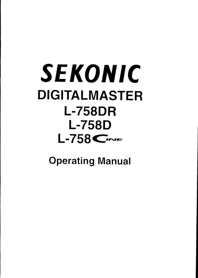 Sekonic L-758DR / L-758D / L-758 Cine manual cover